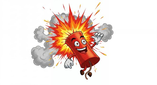 Cartoon firework exploding animation vivid colors fireworks illustration