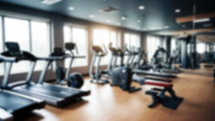 Fototapeta premium Abstract blur fitness gym with equipment for background.