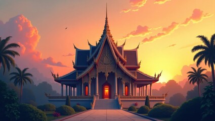 Fototapeta premium Golden Ordination Hall in the Morning Light