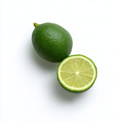 Lime and half lime still life photo on white background