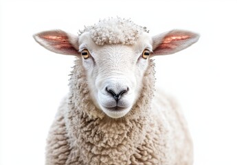Fototapeta premium Close-Up of a Cute Sheep with Fluffy Wool and Gentle Expression