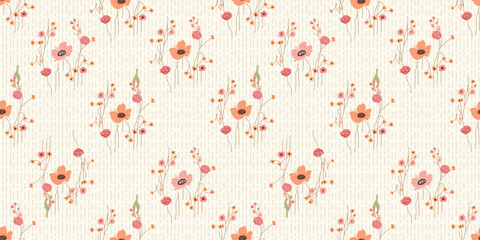 A Cute Seamless Flower Pattern with an Elegant Aesthetic with Vertical Line Background