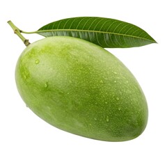 Fresh green mango fruit isolated on white background.
