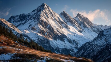 Obraz premium Majestic Snow-Capped Mountain at Sunrise