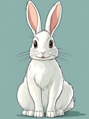 Obraz premium Cute white rabbit illustration