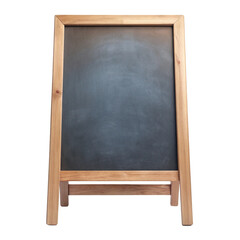 Blank wooden framed chalkboard in a freestanding position, suitable for customizable messaging