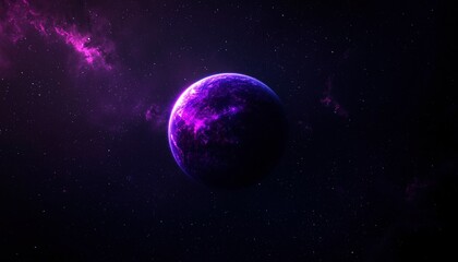 Purple planet in deep space