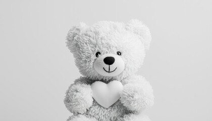 Obraz premium White teddy bear holding heart