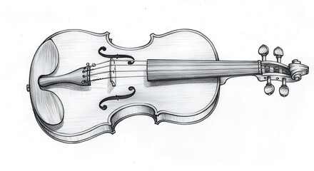 Obraz premium Violin grayscale drawing stock image