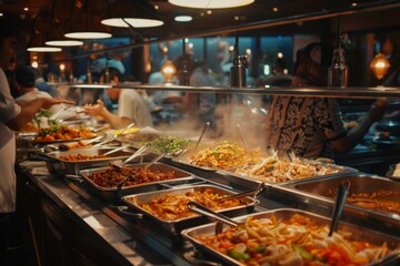 close up of buffet food