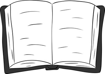 Book, diary or notebook illustration with white paper blank pages isolated on transparent background. Vector graphic line ink sketch empty album and brown leather hardcover template