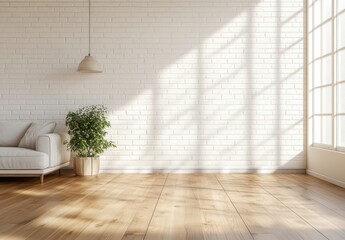 Bright and Cozy Living Room with Indoor Plant and Natural Light