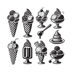 Ice cream vector - Ice cream Silhouette - Ice Cream Illustration - Ice Cream art work.