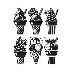 Ice cream vector - Ice cream Silhouette - Ice Cream Illustration - Ice Cream art work.