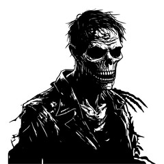 Vector isolated illustration of a zombie portrait on a white background.