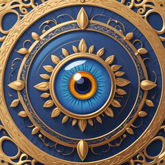 Fototapeta premium Evil Eye Symbol in Blue and Gold