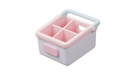Empty Pastel Caddy with Handle on Gray Background