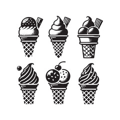Minimalist Ice Cream Cone Silhouette - Ice Cream Cone Vector - Ice Cream Cone Illustration.
