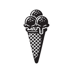 Minimalist Ice Cream Cone Silhouette - Ice Cream Cone Vector - Ice Cream Cone Illustration.