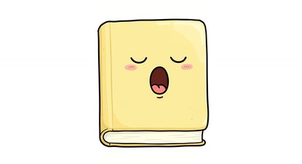 Fototapeta premium Cute yawning book character illustration