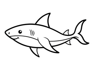 Fototapeta premium Shark line art design for coloring book for adults, tattoo, t-shirt design, and other decorations