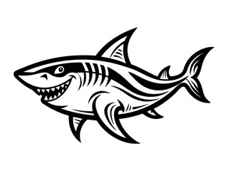 Fototapeta premium Shark line art design for coloring book for adults, tattoo, t-shirt design, and other decorations