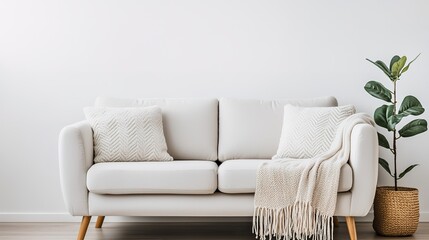 Modern white sofa in bright natural light interior design inspiration cozy living room minimalist style