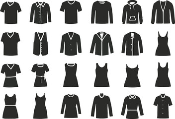 Create a 24 Clothes icons set isolated on white background. Clothing icons. Vector art with white background.