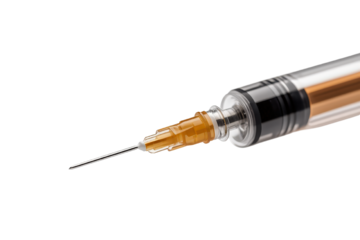 Close-Up of Medical Syringe with Clear Glass and Sharp Needle