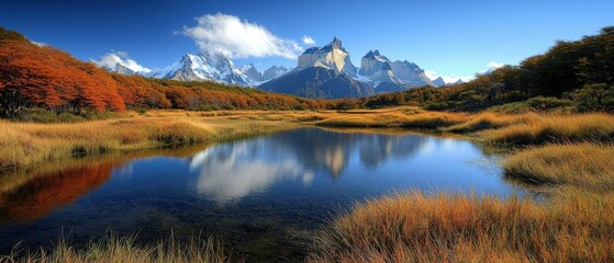 Fototapeta premium Breathtaking Landscape of Mountains and Reflections