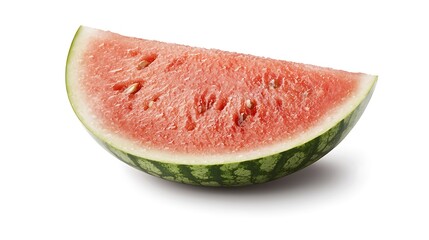 Refreshing Watermelon Slice: A Close-Up of Summer's Delight with Green Rind and Juicy Red Flesh.
