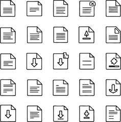 Create a set of thin line icons simple thin line icons 25-download Vector art silhouette with white background.