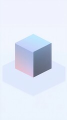 Fototapeta premium Abstract background featuring a three-dimensional cube with soft pastel colors creating a serene and modern aesthetic for design projects and digital art concept