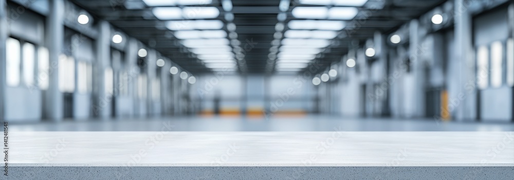 Poster polished concrete table showcasing modern design in autonomous vehicle testing facility