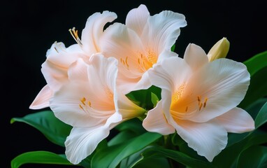 Fototapeta premium Delicate Pink and White Lily Blossom in Closeup