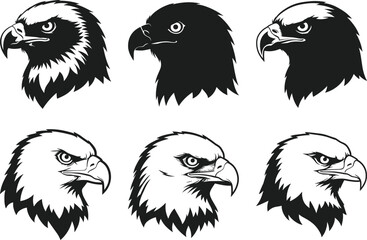 Eagle Head Silhouette Vector Set &ndash; Majestic Raptor Icons for Logo and Design