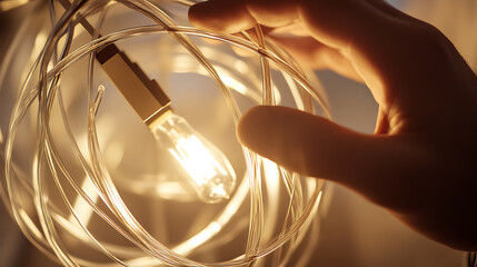 Electrician wiring a light fixture in a ceiling. Featuring electrical installation and home lighting