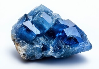 Obraz premium Blue crystal cluster with sharp facets and natural texture