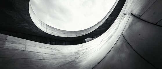 Abstract monochrome architectural detail showing curved lines and light.