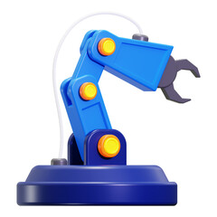 Robotic arm with blue claw ideal for tech concepts, automation, robotics projects, manufacturing industry designs, and futuristic themes