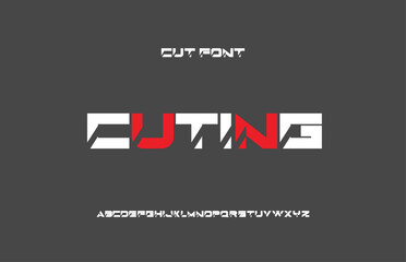 CUTING, cut out alphabet font, for logo, abstract modern font, creative font, vector illustration