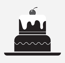 Birthday Cake line icon with Candle. Traditional festive dessert for a party or celebration. Sweet dessert food. Vector illustration. EPS 10
