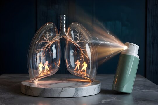 Illustration of healthy lungs and diseased lungs.world asthma day.