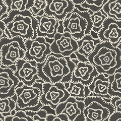 Floral embroidery vector background. Abstract seamless pattern with flowers. Lace texture. knitted by hand or machine. Granny and cottage core allover print for fabric, paper, textile, ads