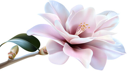 Fototapeta premium A pink flower with a green leaf. Generated using AI.