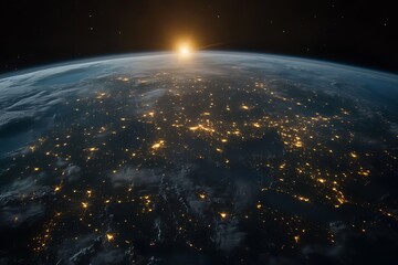 Obraz premium Earth's City Lights at Dawn