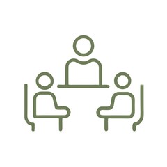 Fototapeta premium Business meeting icon — green outline teamwork and collaboration symbol for office and management