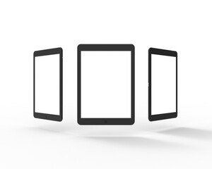 Smart tablet mockup in white background. white screen clean ready for mockup devices. Ultra high quality