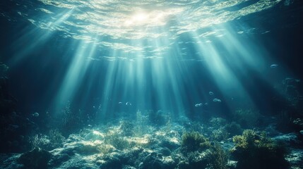 Fototapeta premium Underwater scene with light rays