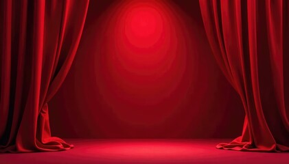 Elegant, flowing velvet curtains, rich deep red , elegant, rich